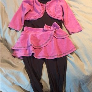 2T cocoa and bubblegum velour cotton outfit